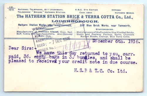 Postcard letterhead hathern - letterhead,