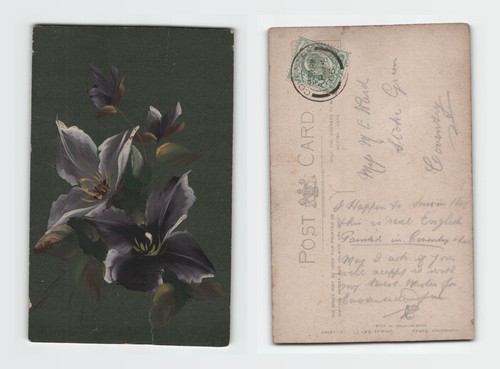 Postcard hand painted - hand, floral