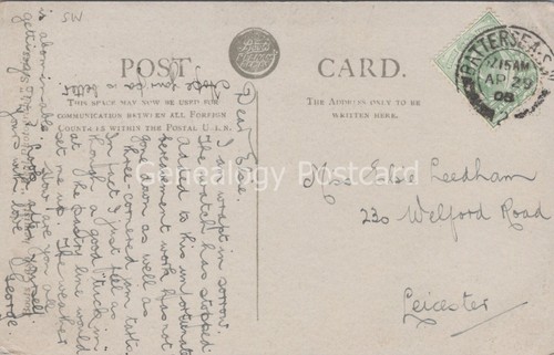 Genealogy postcard leedham - genealogy, postcard: