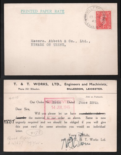 1945 kgvi billesdon leicester - kgvi, billesdon,