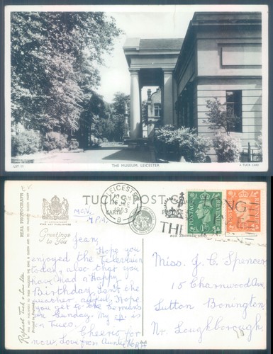 Postcard leicester museum - leicester,